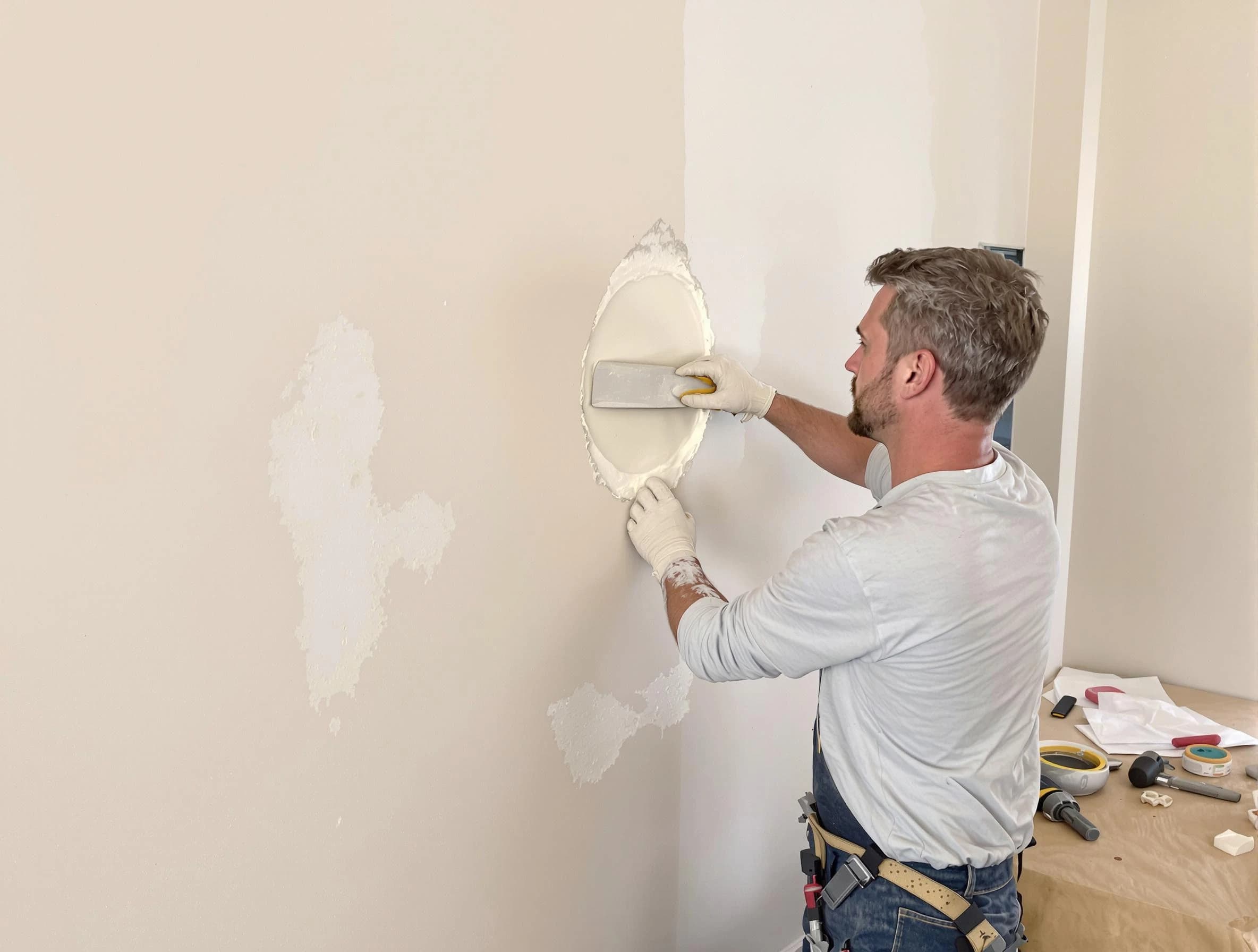 Medina House Painters technician patching a drywall hole in Medina, OH