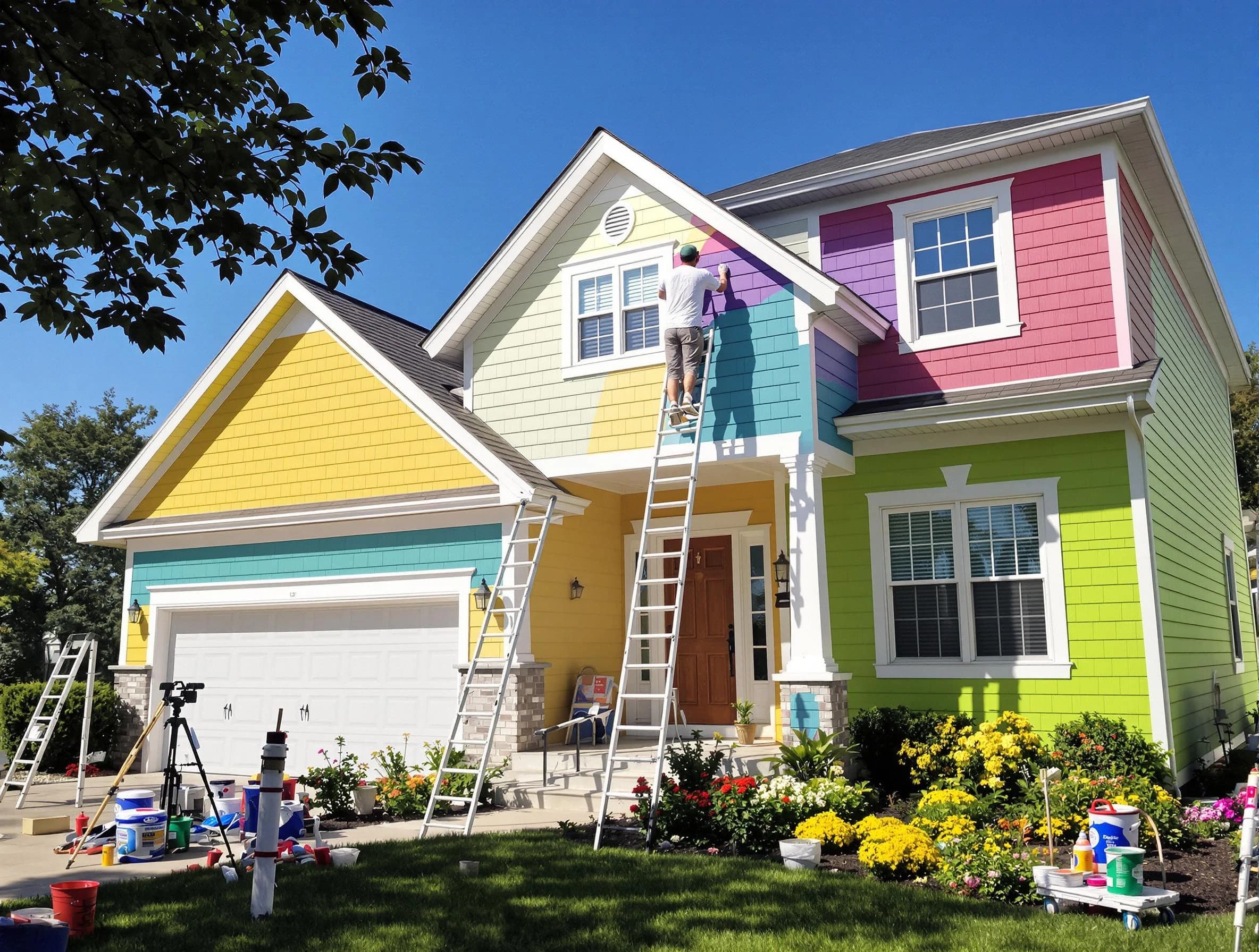 Medina House Painters professionals painting a home exterior in Medina, OH