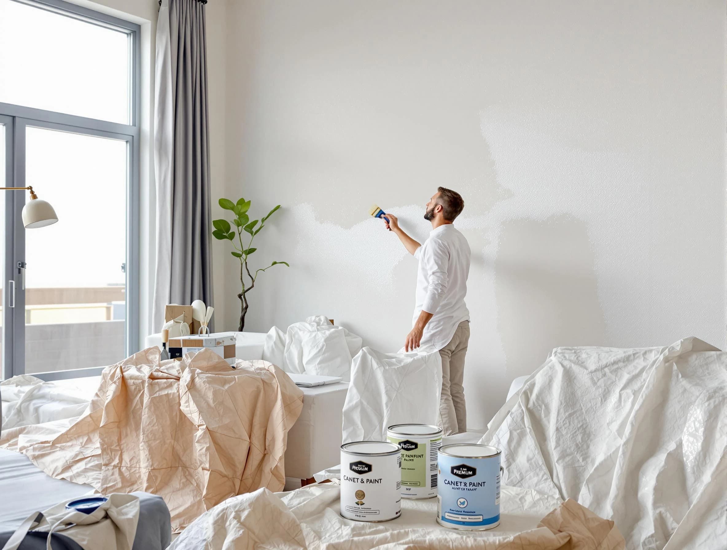 Medina House Painters team carefully painting an interior wall in Medina, OH