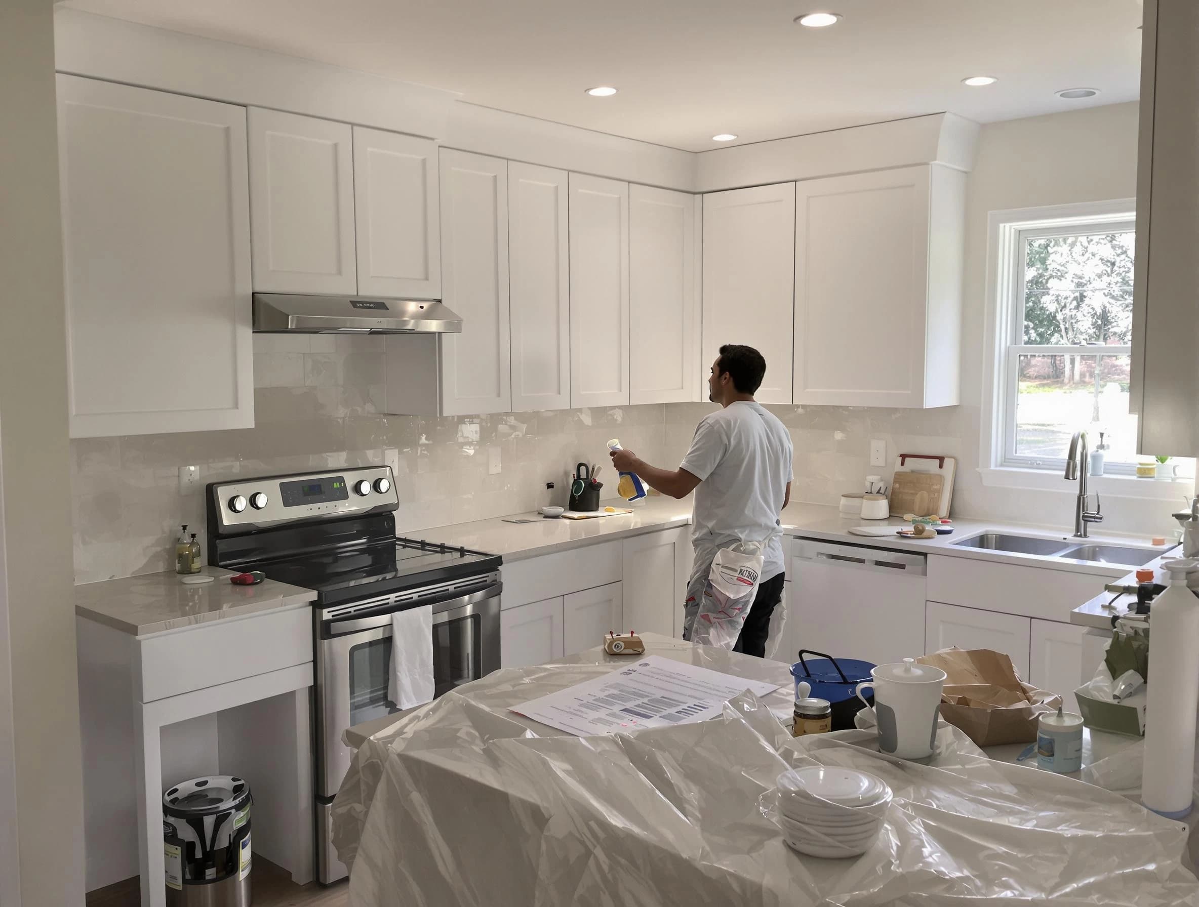 Medina House Painters performing detailed kitchen painting in Medina